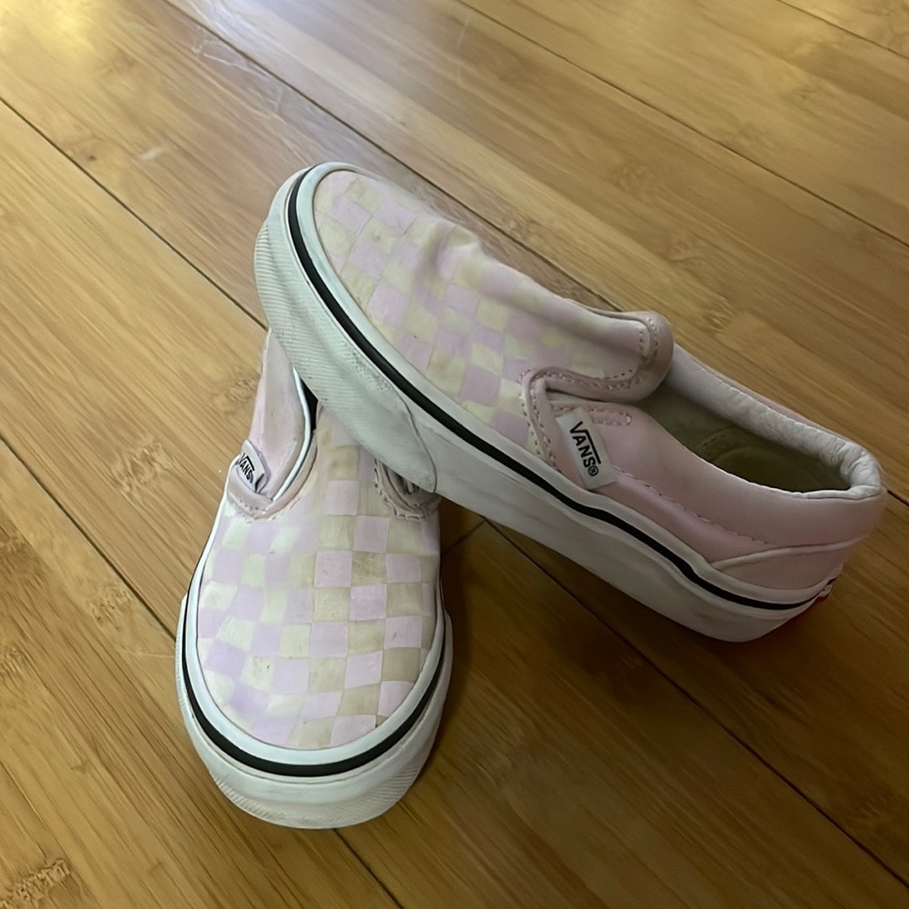 Girl Pink White Checkered Vans